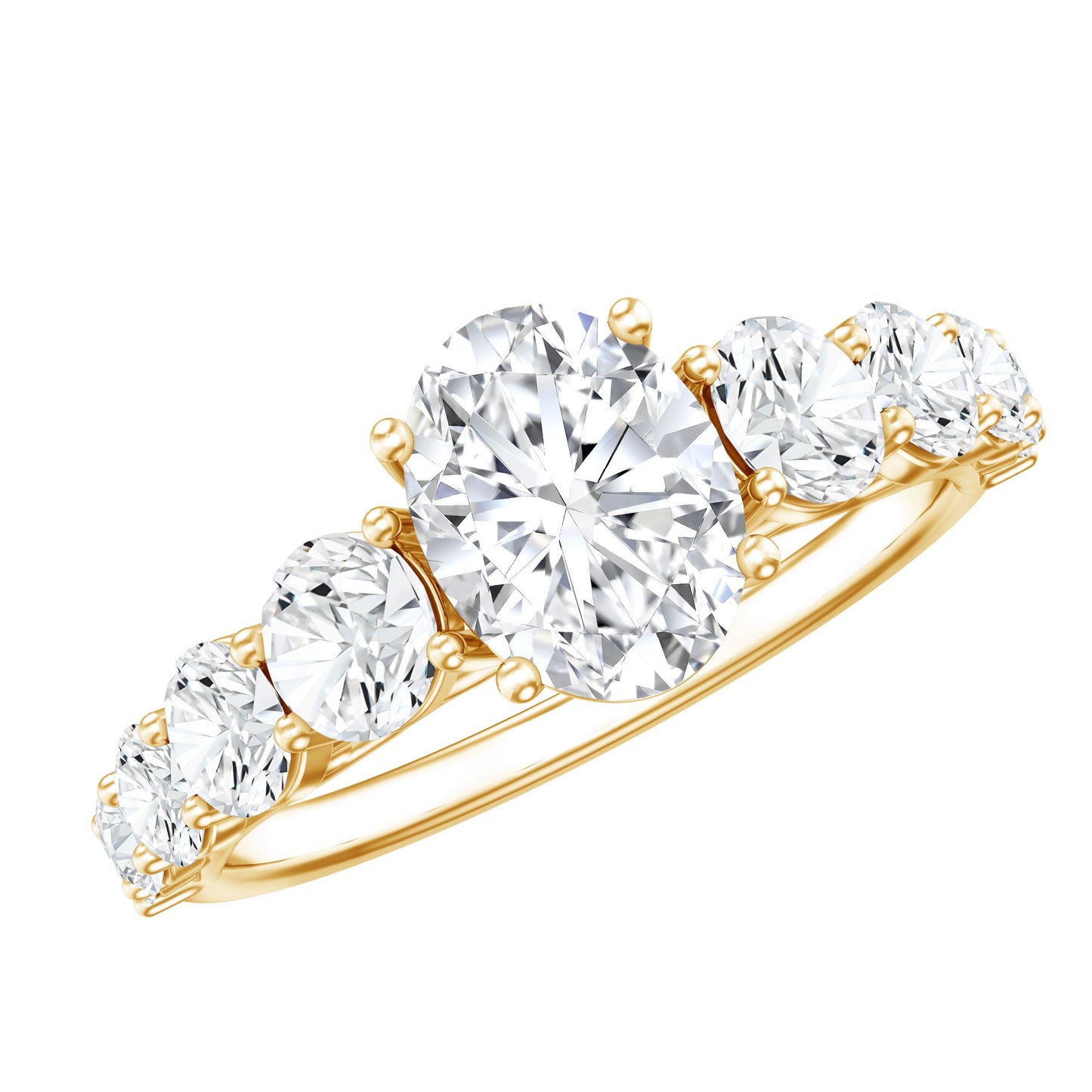 Lab Grown 1.2 Carat Diamond Oval Engagement Ring With Side Stones