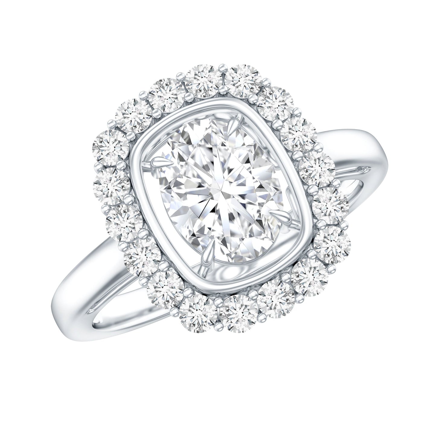 Certified 1.2 Carat Oval Lab Grown Diamond Halo Engagement Ring