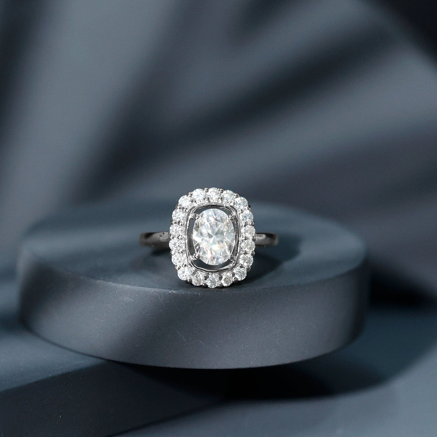Certified 1.2 Carat Oval Lab Grown Diamond Halo Engagement Ring