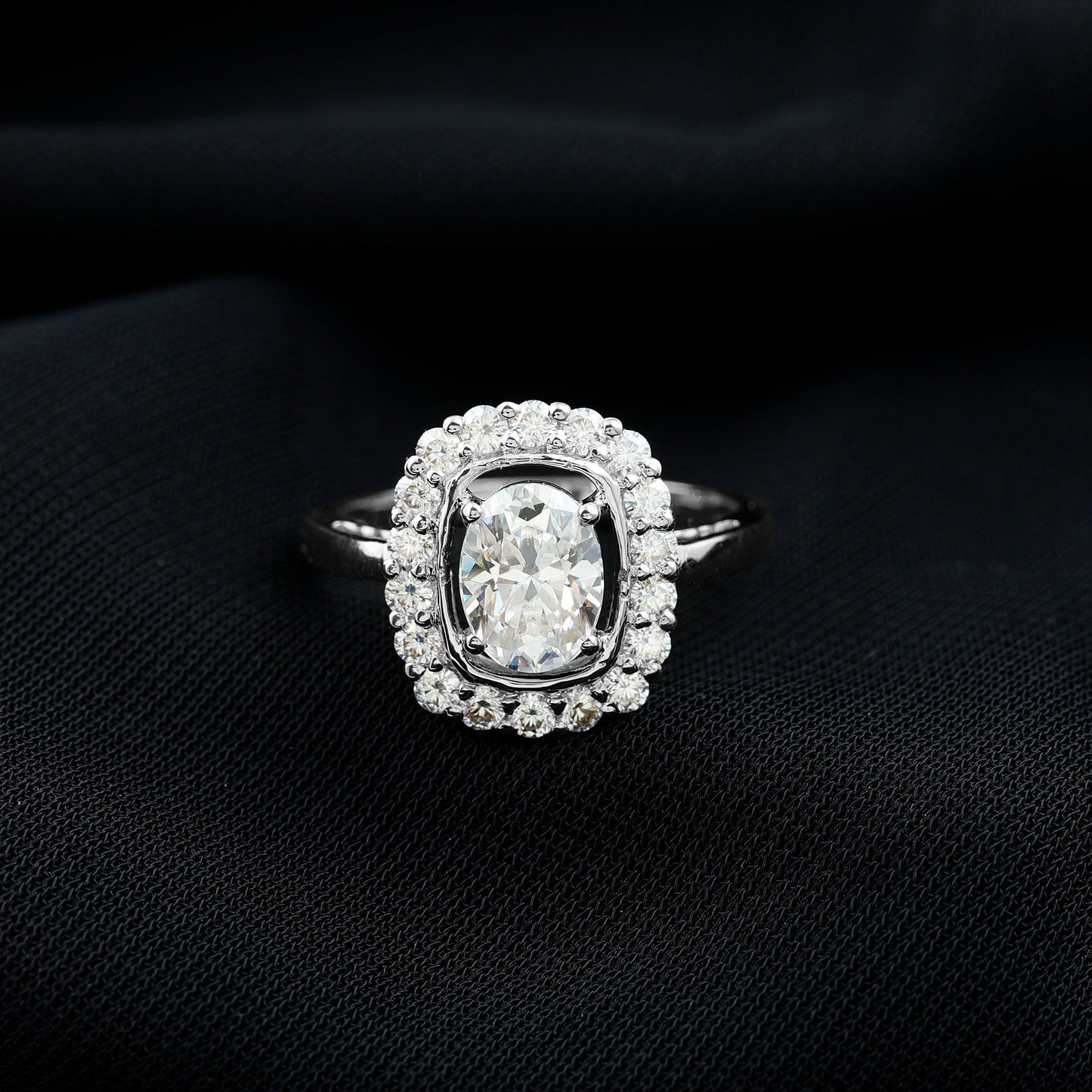 Certified 1.2 Carat Oval Lab Grown Diamond Halo Engagement Ring