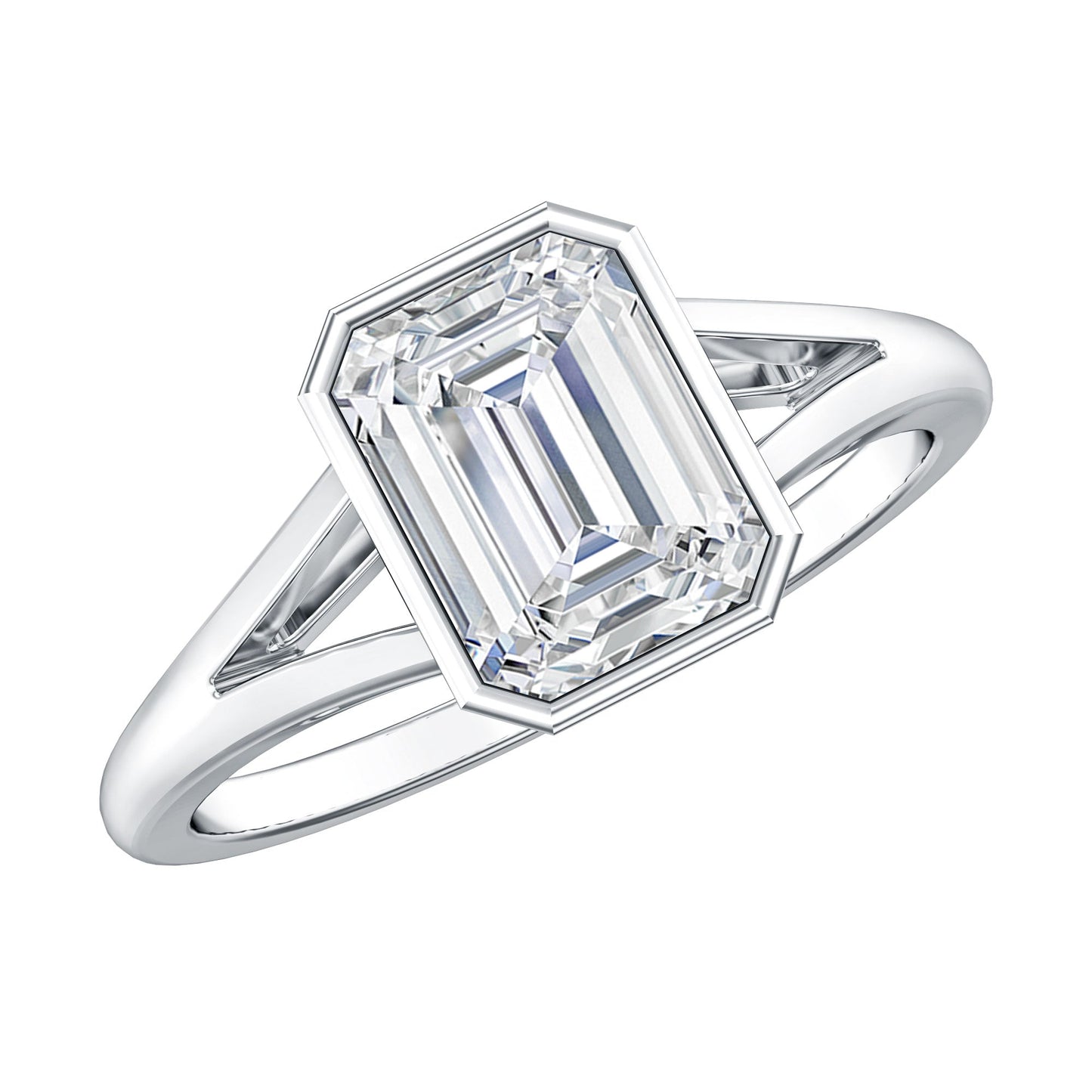 Certified 1.87 Carat Lab Grown Diamond Emerald Cut Engagement Ring