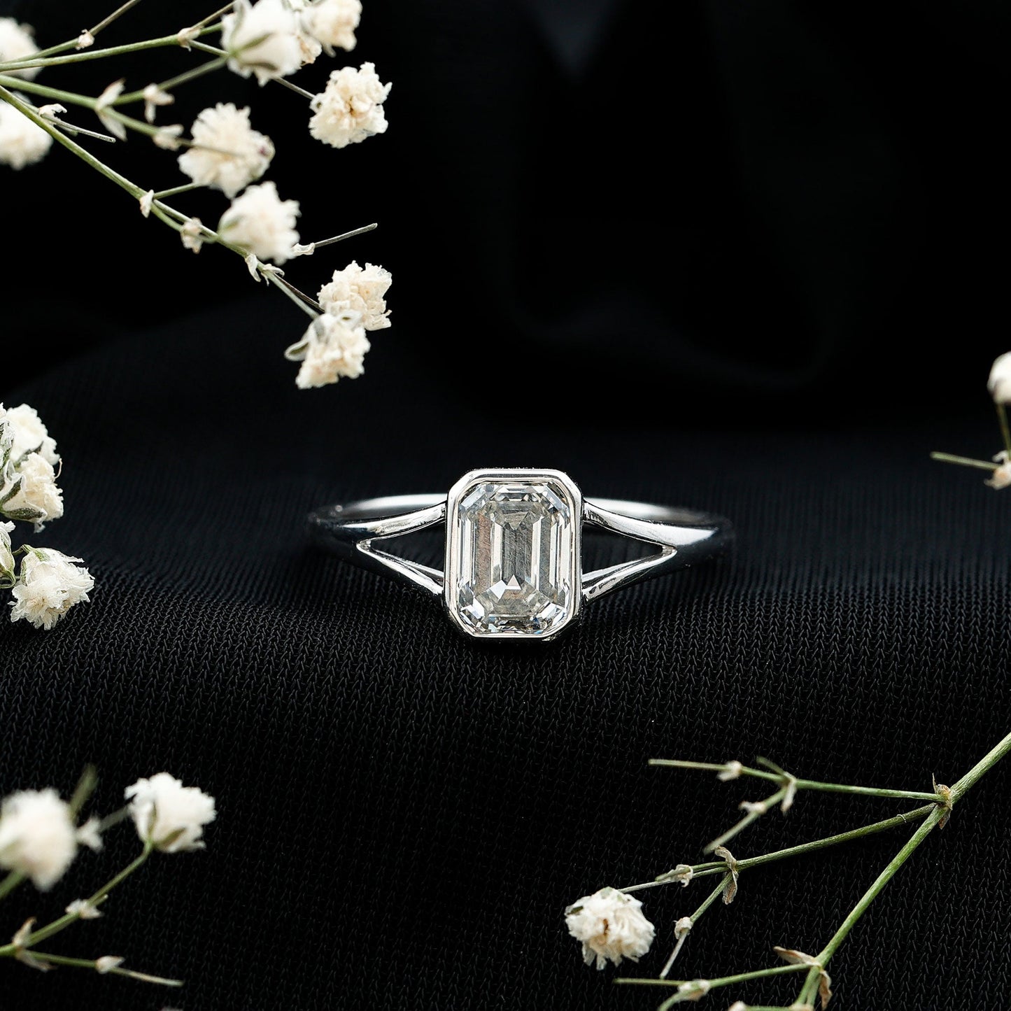Certified 1.87 Carat Lab Grown Diamond Emerald Cut Engagement Ring