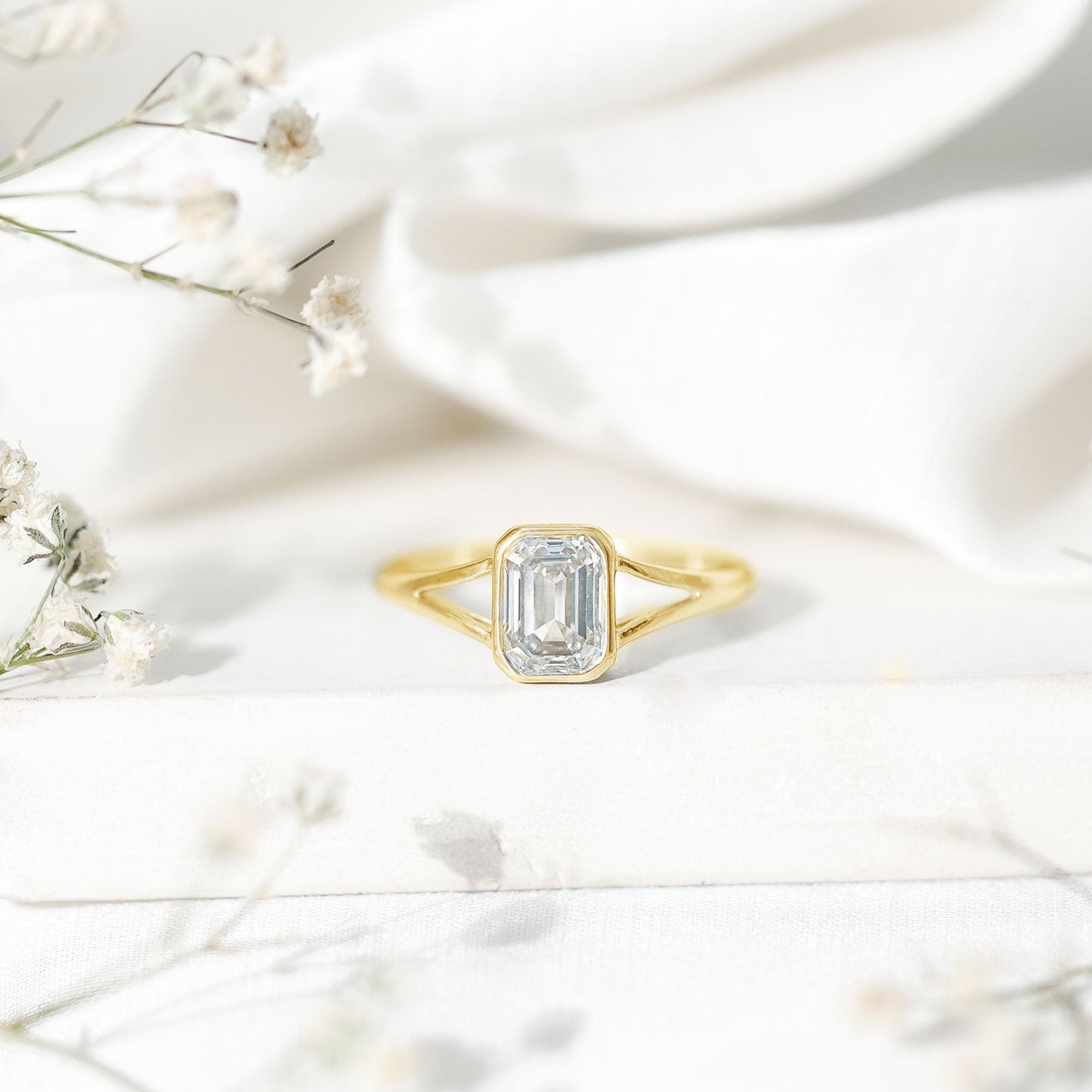 Certified 1.87 Carat Lab Grown Diamond Emerald Cut Engagement Ring