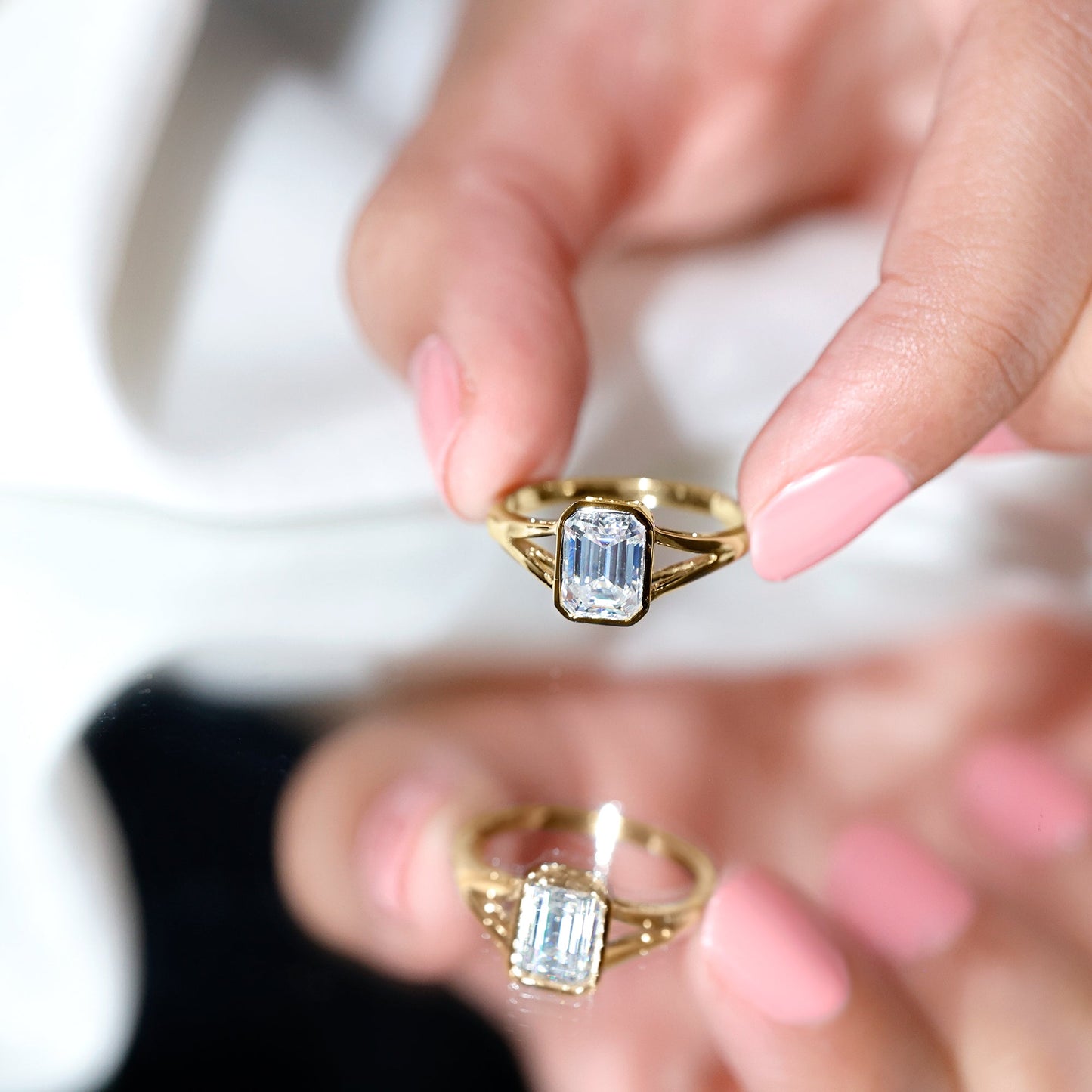Certified 1.87 Carat Lab Grown Diamond Emerald Cut Engagement Ring