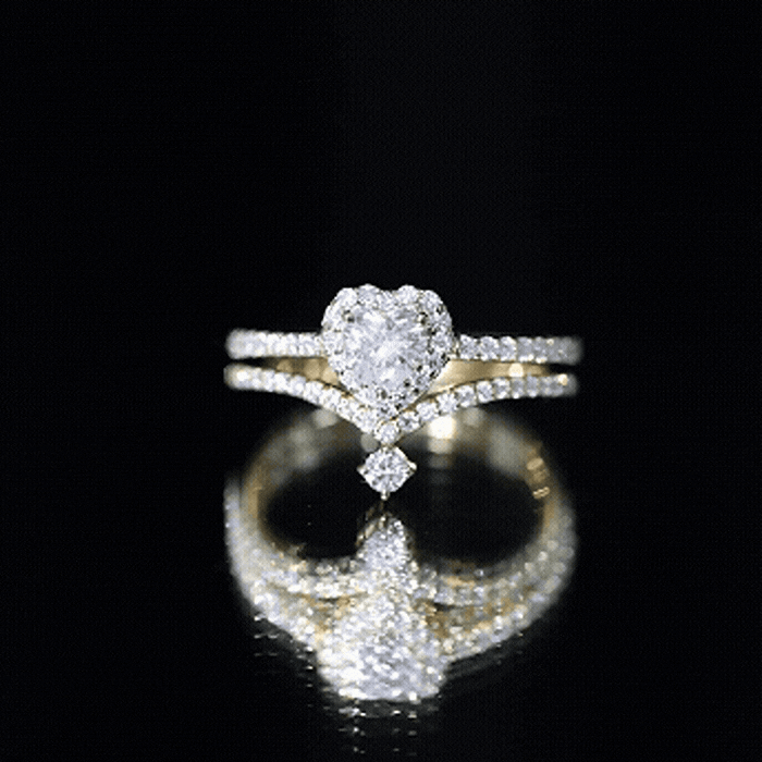 Certified 0.5 Carat Lab Grown Diamond Heart Bridal Ring Set
