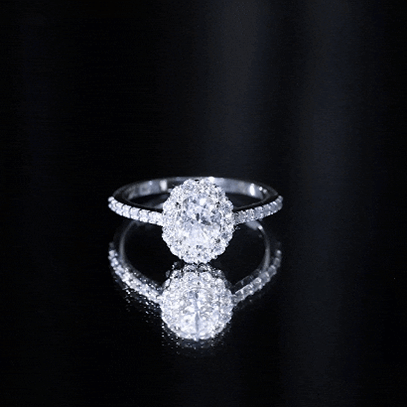 Lab Grown Diamond 1.2 Carat Oval Halo Engagement Ring With Side Stones