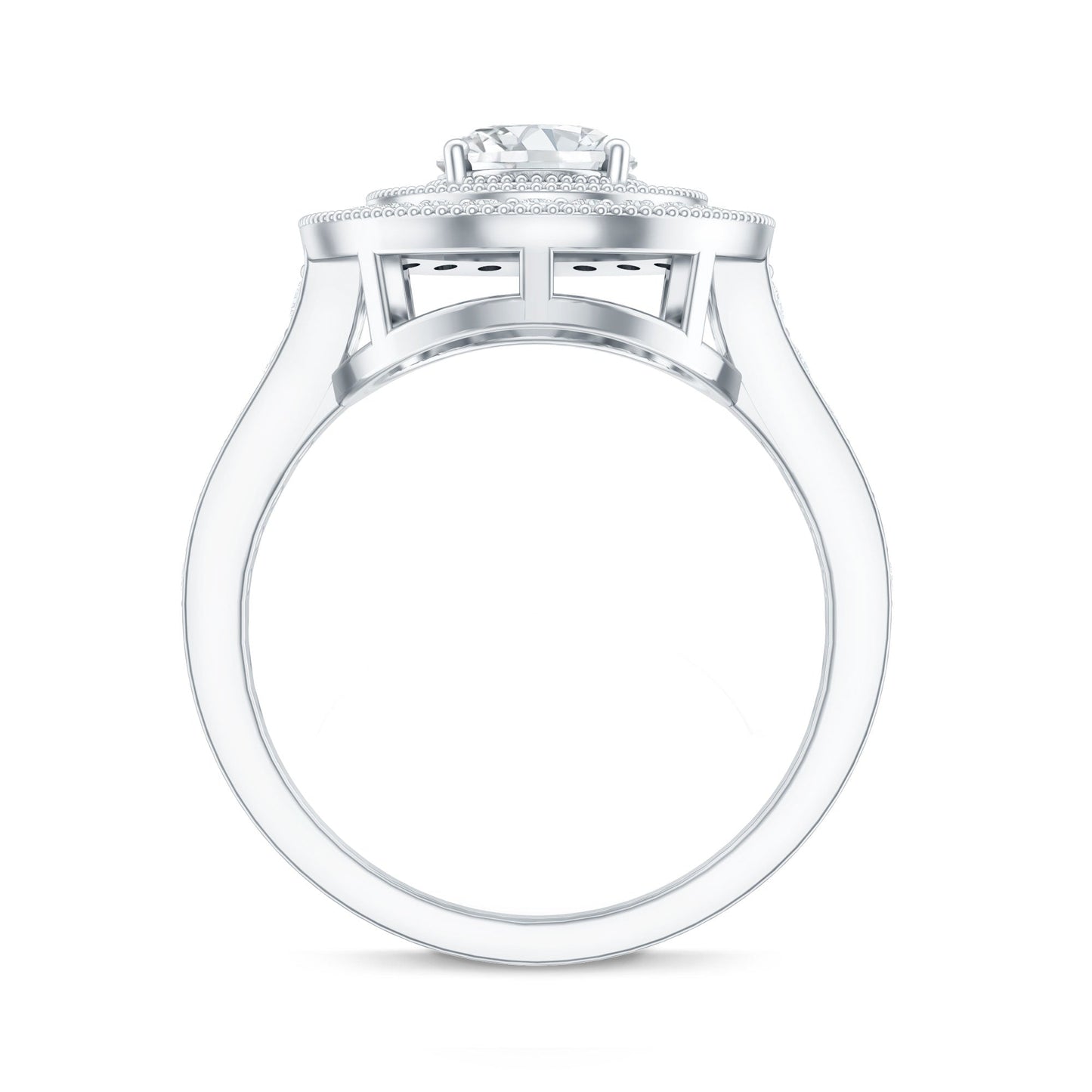 Certified 1.2 Carat Oval Lab Grown Diamond Double Halo Engagement Ring
