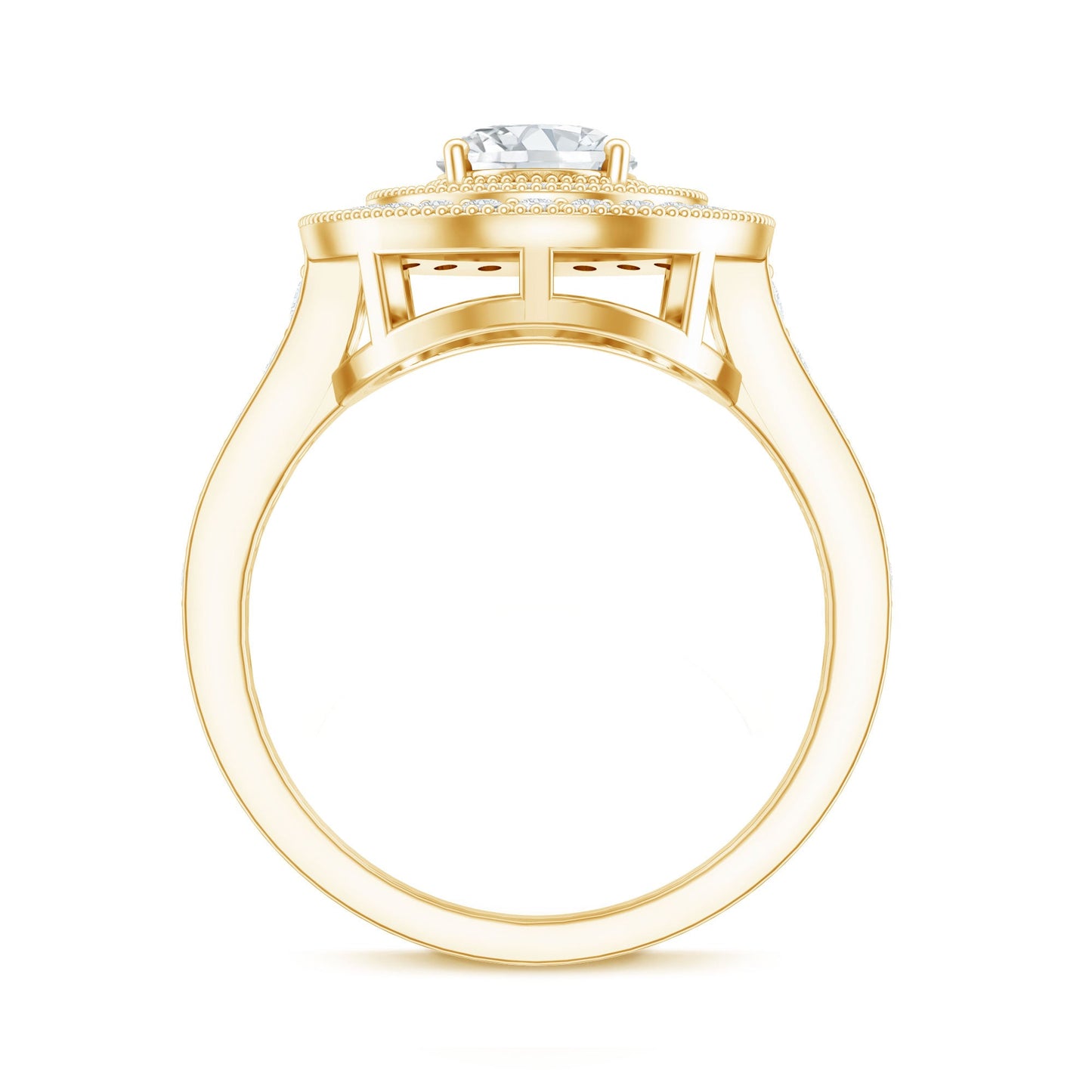 Certified 1.2 Carat Oval Lab Grown Diamond Double Halo Engagement Ring