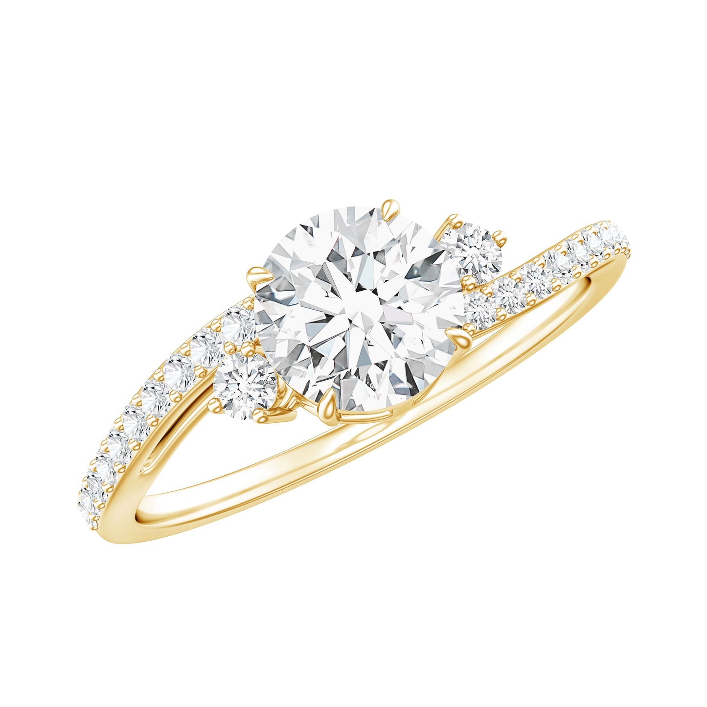 0.9 Carat Lab Grown Diamond Solitaire Engagement Ring With Side Stones