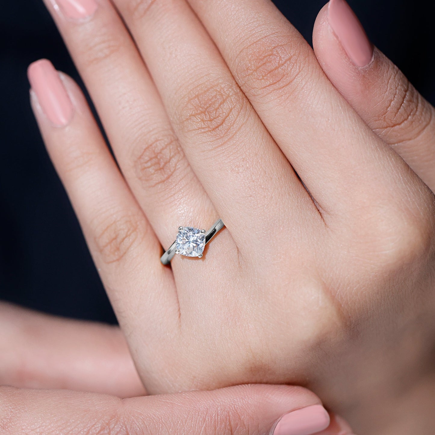 Certified 1.7 Carat Cushion Lab Grown Diamond Solitaire Engagement Ring