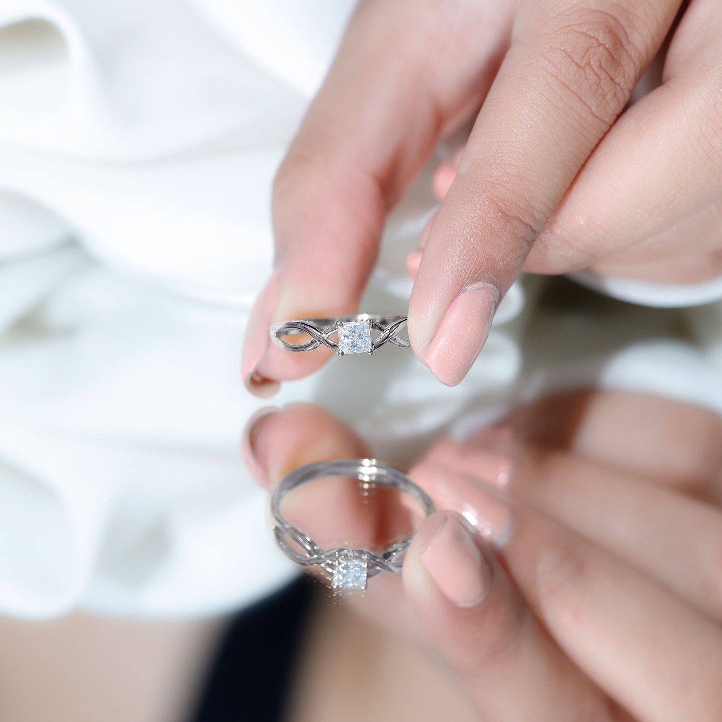 Certified Lab Princess Cut Diamond Infinity Promise Ring