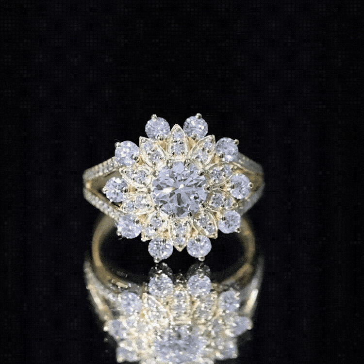 Certified Lab Grown Diamond Flower Engagement Ring for Her
