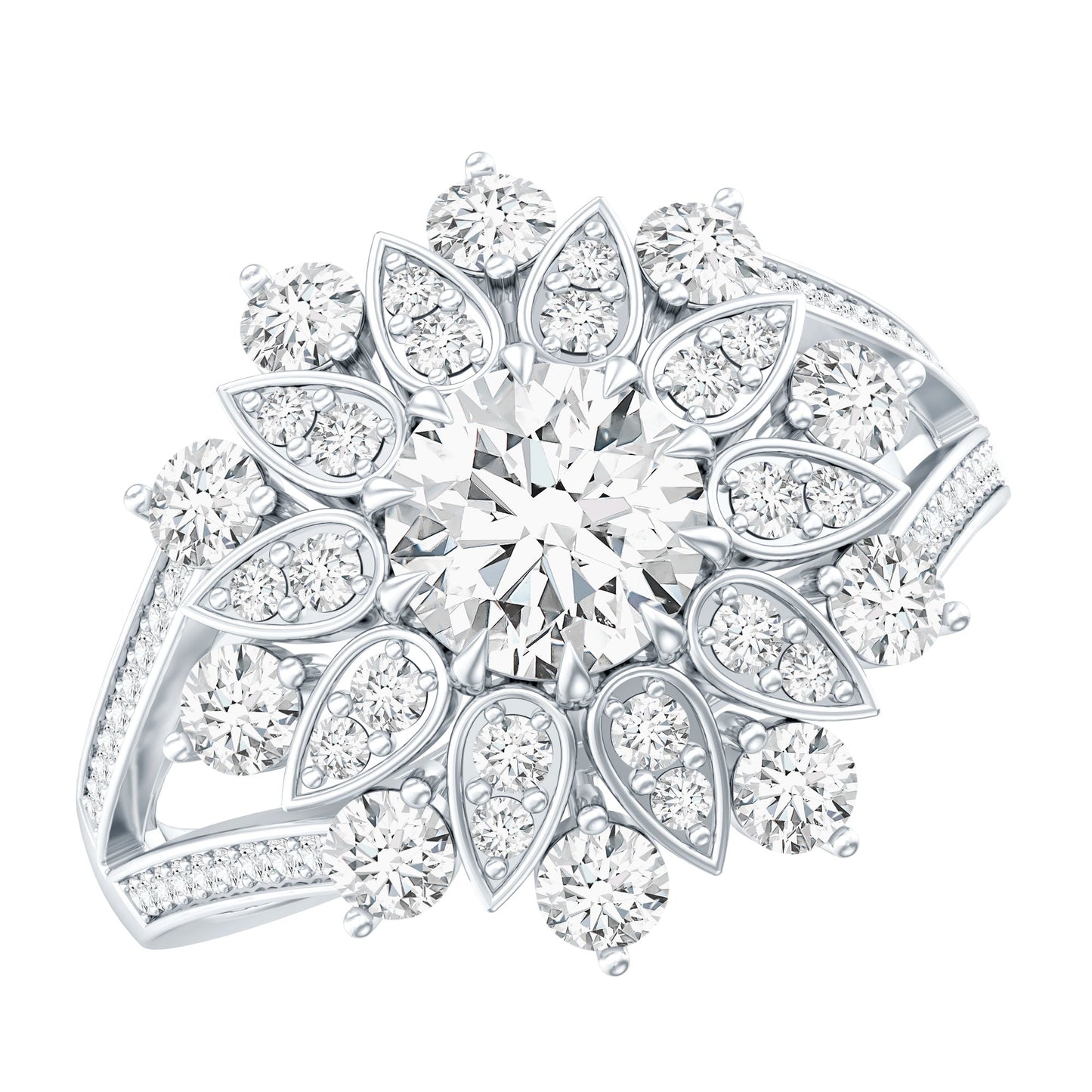 Certified Lab Grown Diamond Flower Engagement Ring for Her