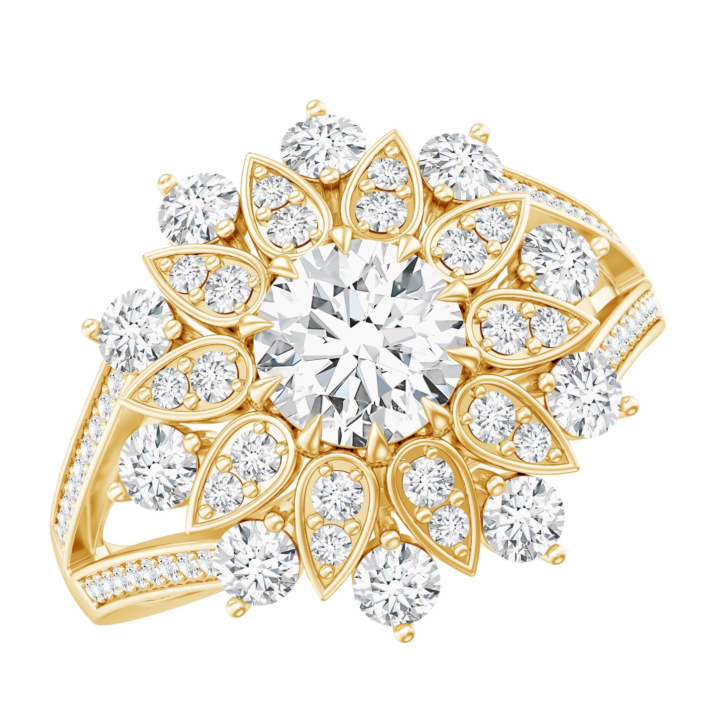 Certified Lab Grown Diamond Flower Engagement Ring for Her