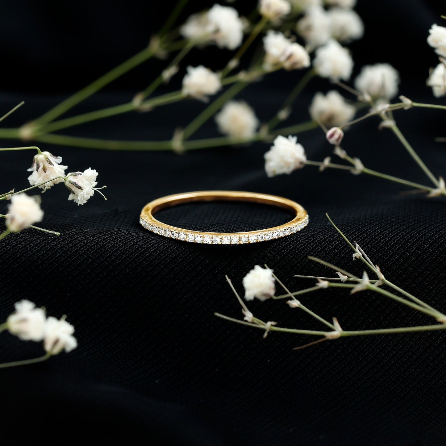 Certified Diamond Half Eternity Ring in Pave Setting