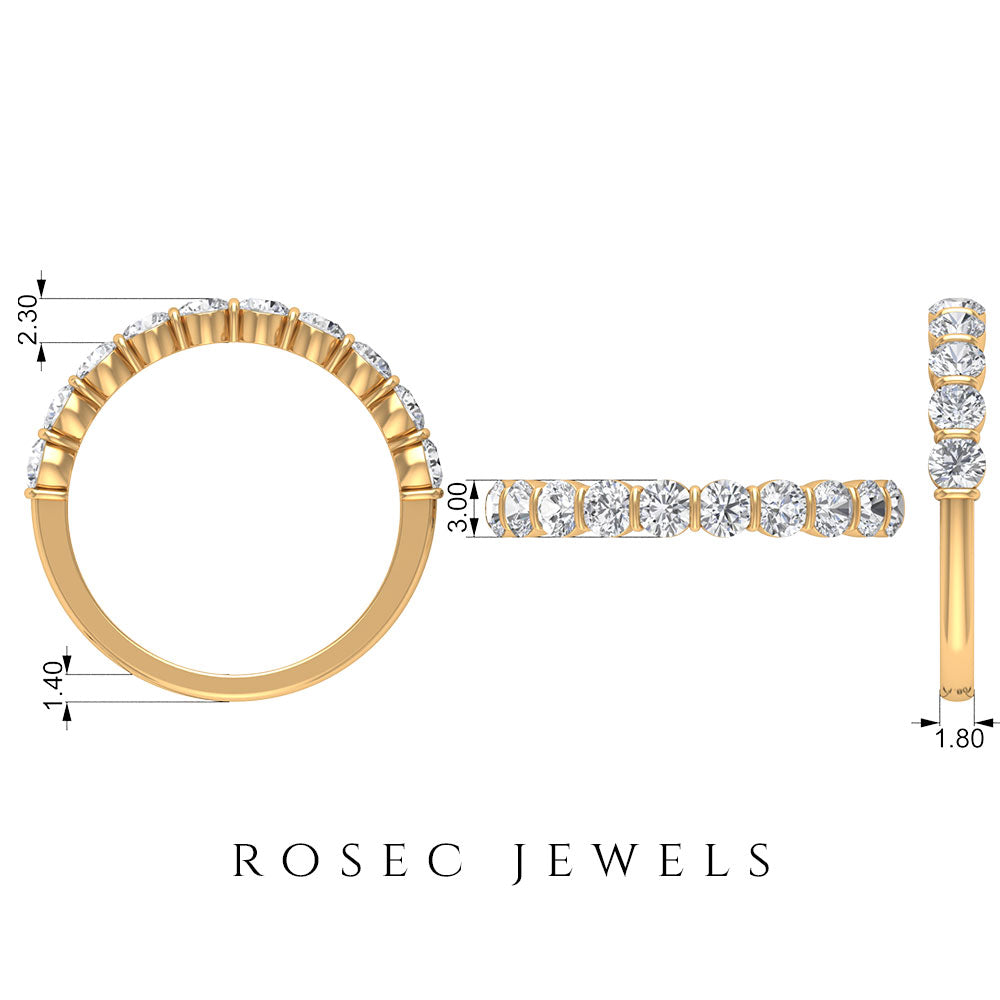 Natural Diamond Half Eternity Ring in Bar Setting