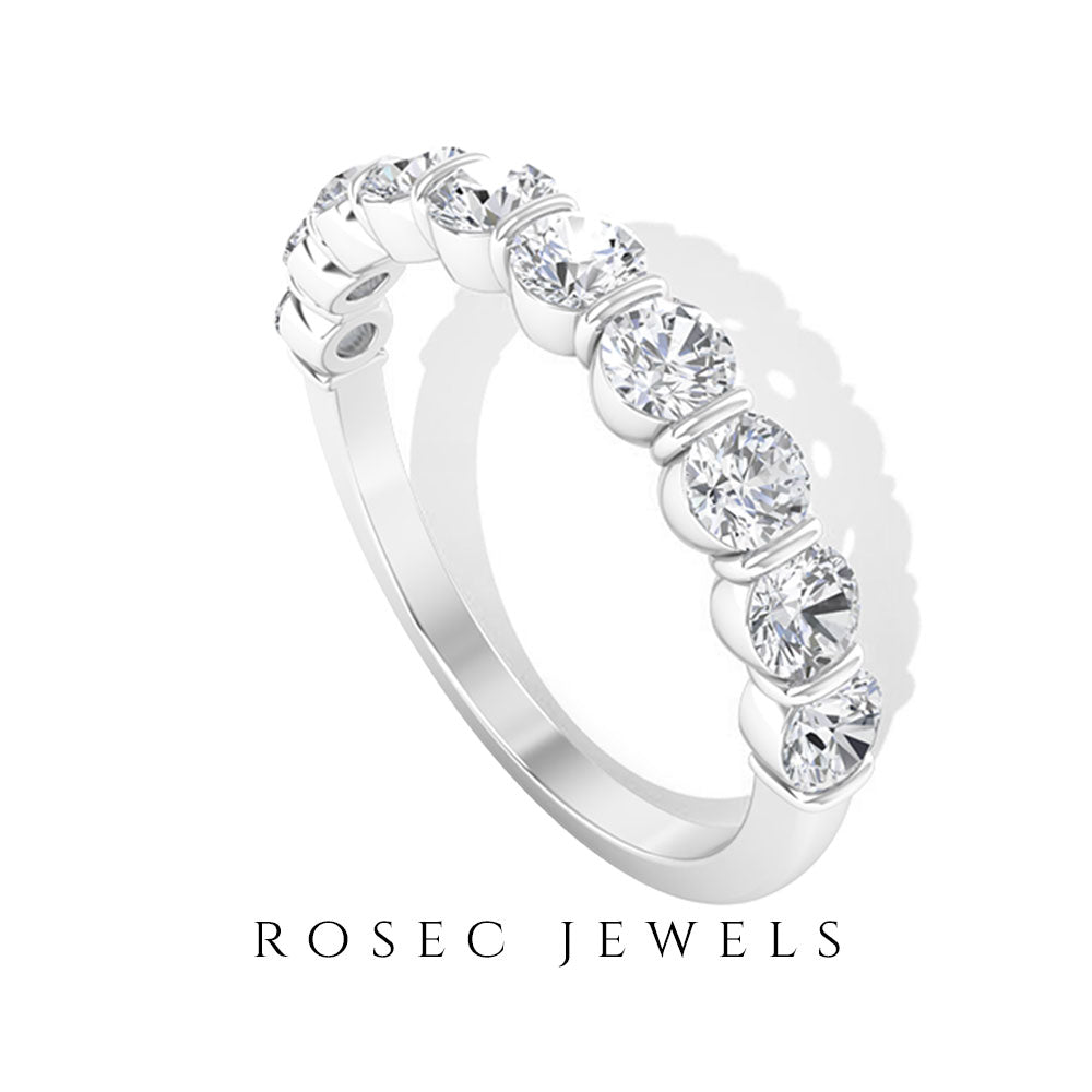 Natural Diamond Half Eternity Ring in Bar Setting