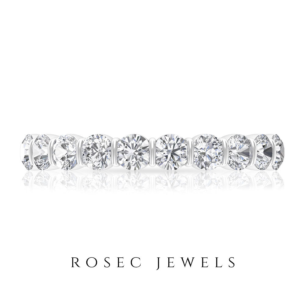 Natural Diamond Half Eternity Ring in Bar Setting