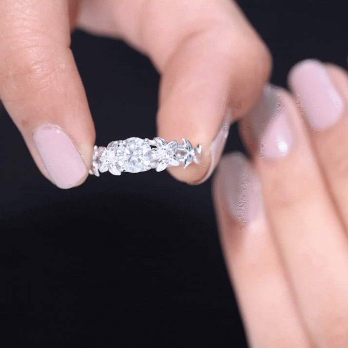 Designer Moissanite Flower Engagement Ring for Women