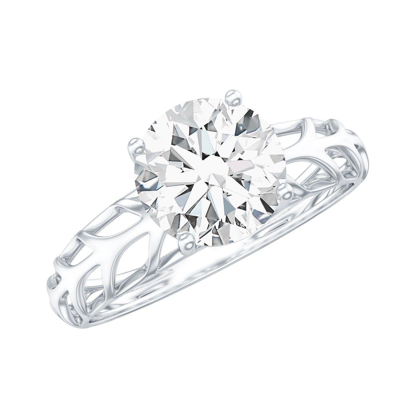 1 Carat Solitaire Moissanite Engagement Ring with Filigree Band