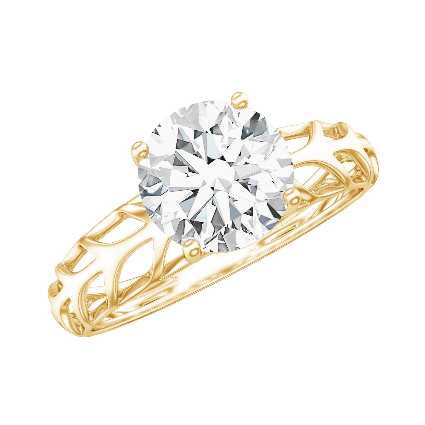 1 Carat Solitaire Moissanite Engagement Ring with Filigree Band