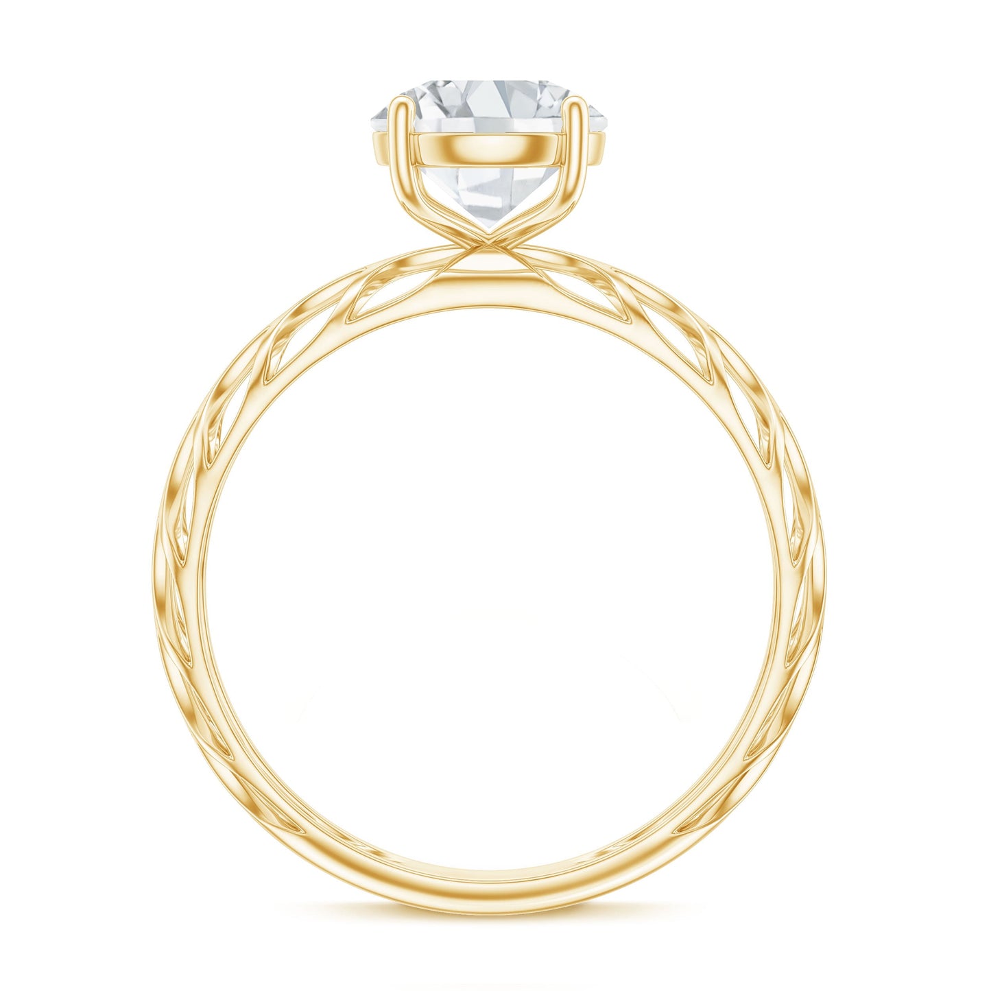 1 Carat Solitaire Moissanite Engagement Ring with Filigree Band