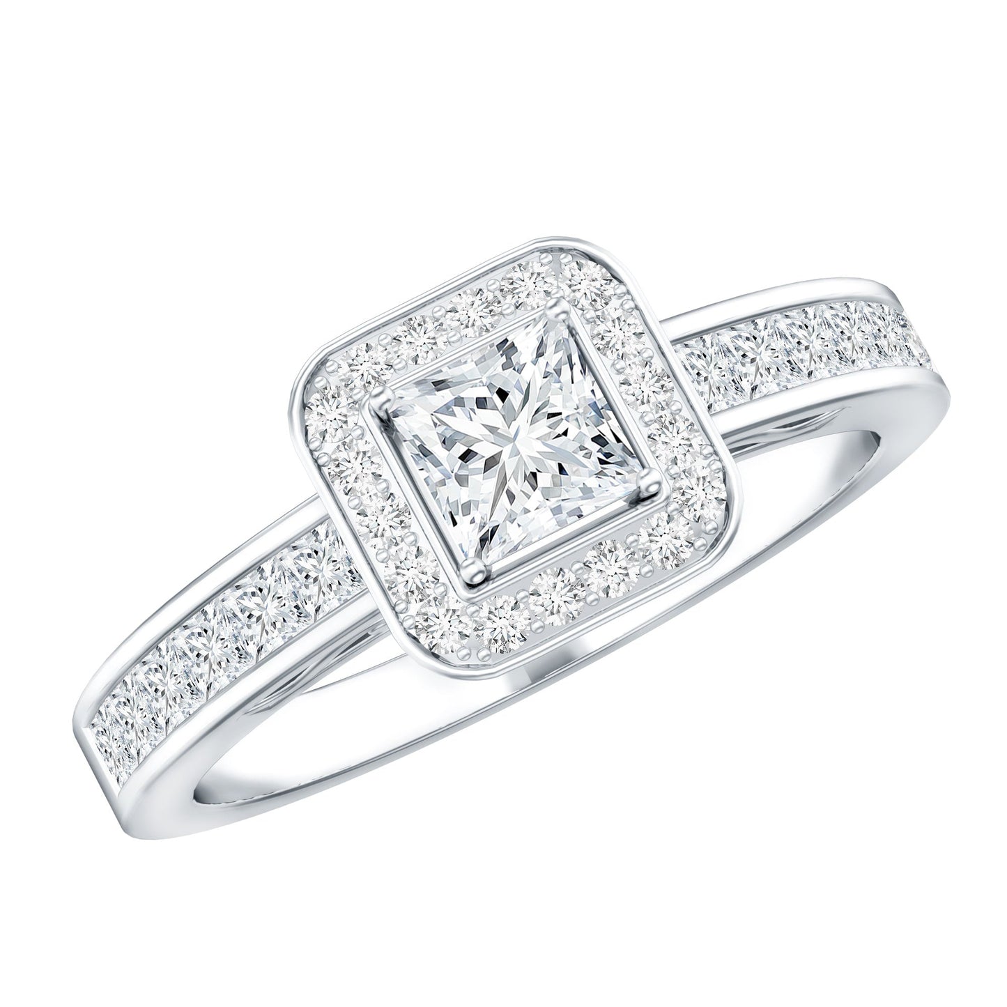 Lab Grown Diamond Princess Cut Engagement Ring with Halo