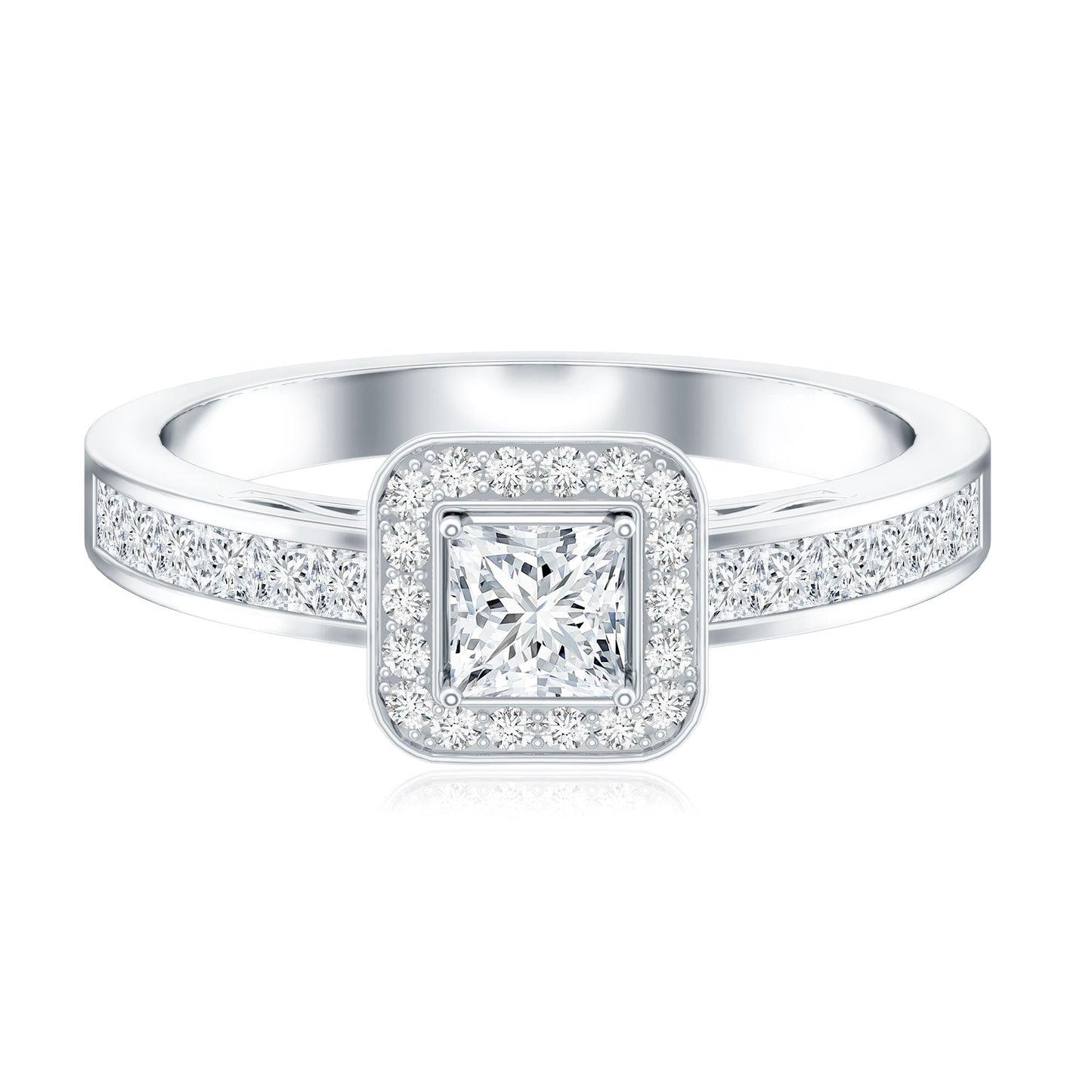 Lab Grown Diamond Princess Cut Engagement Ring with Halo