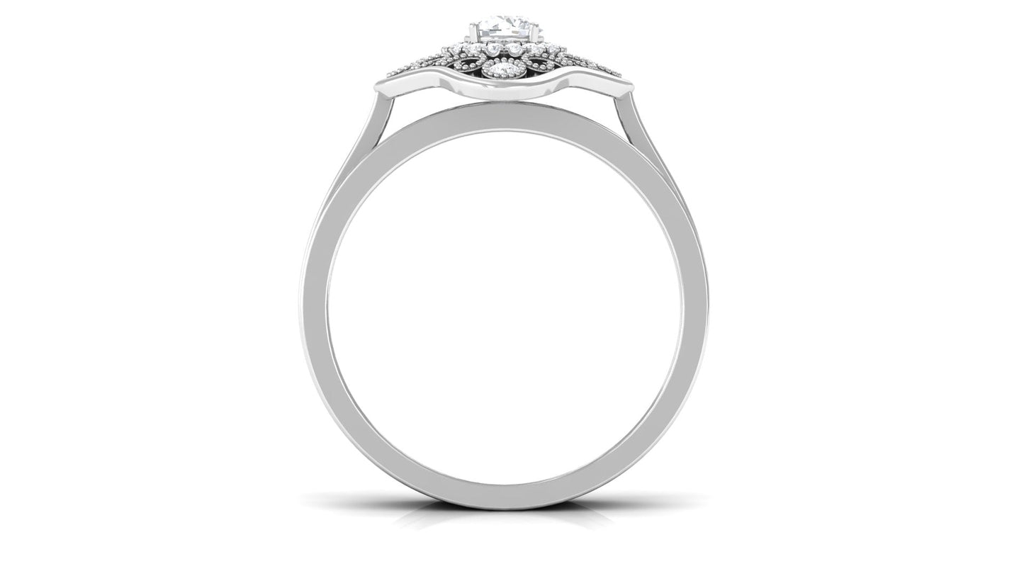 Vintage Looking Diamond Wedding Bridal Ring Set of 2