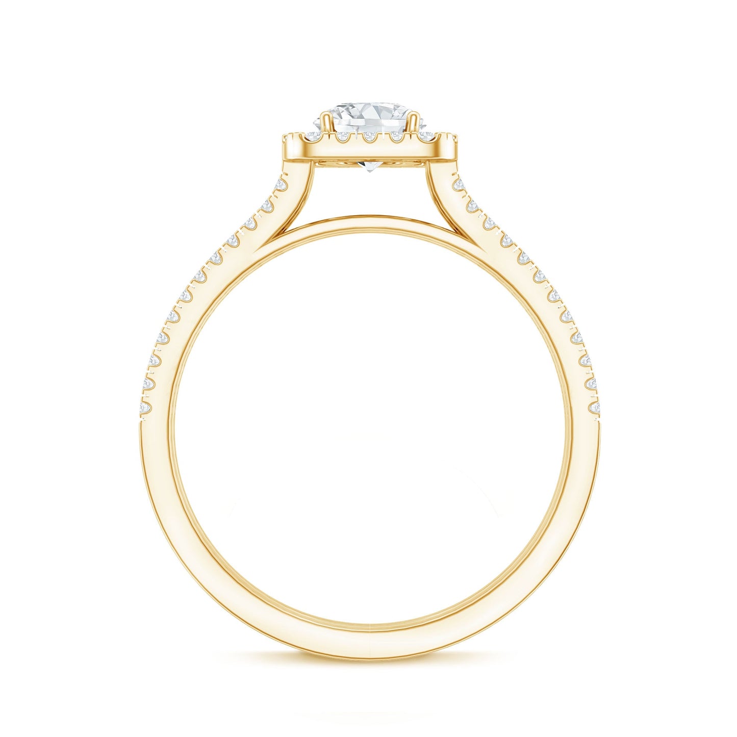 Classic Moissanite Double Band Engagement Ring with Halo