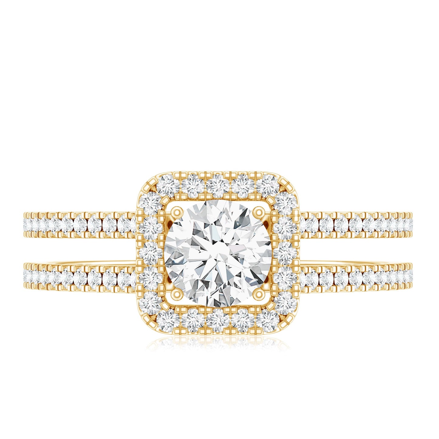 Classic Moissanite Double Band Engagement Ring with Halo