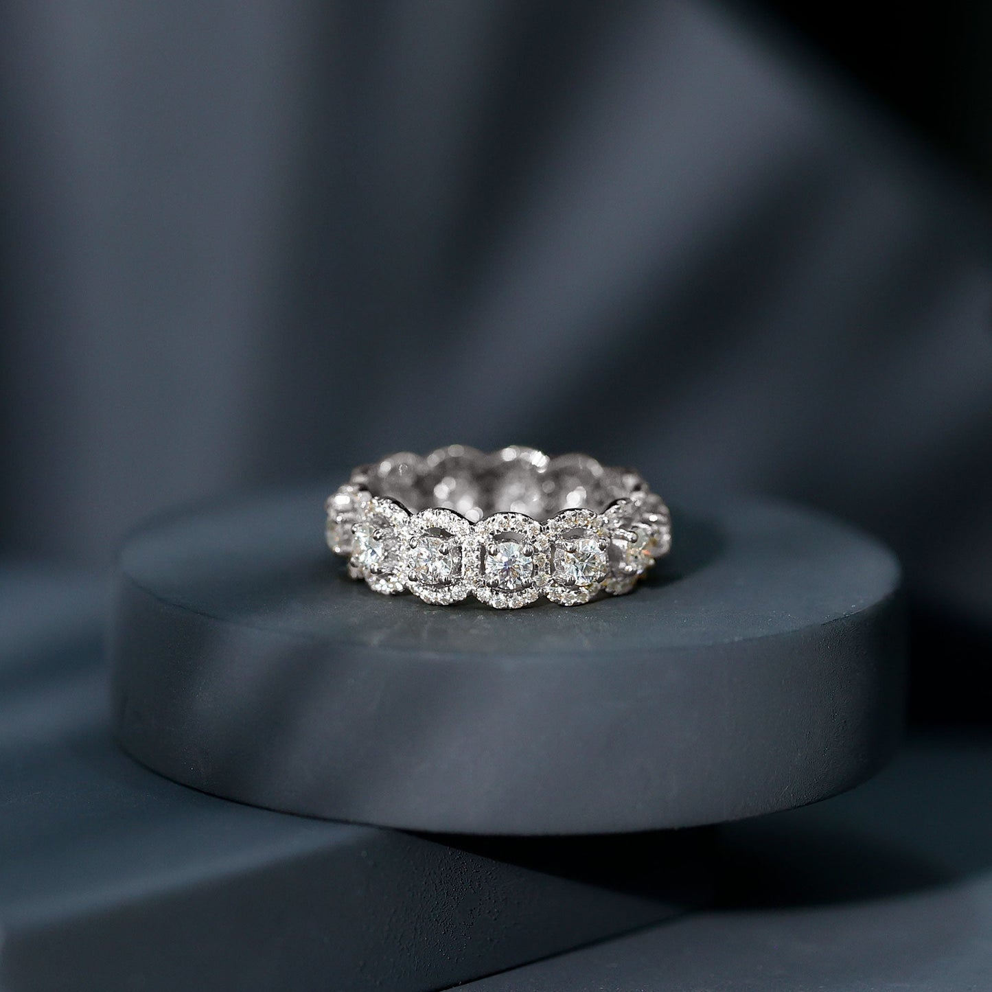 Certified Moissanite Statement Wedding Band for Women