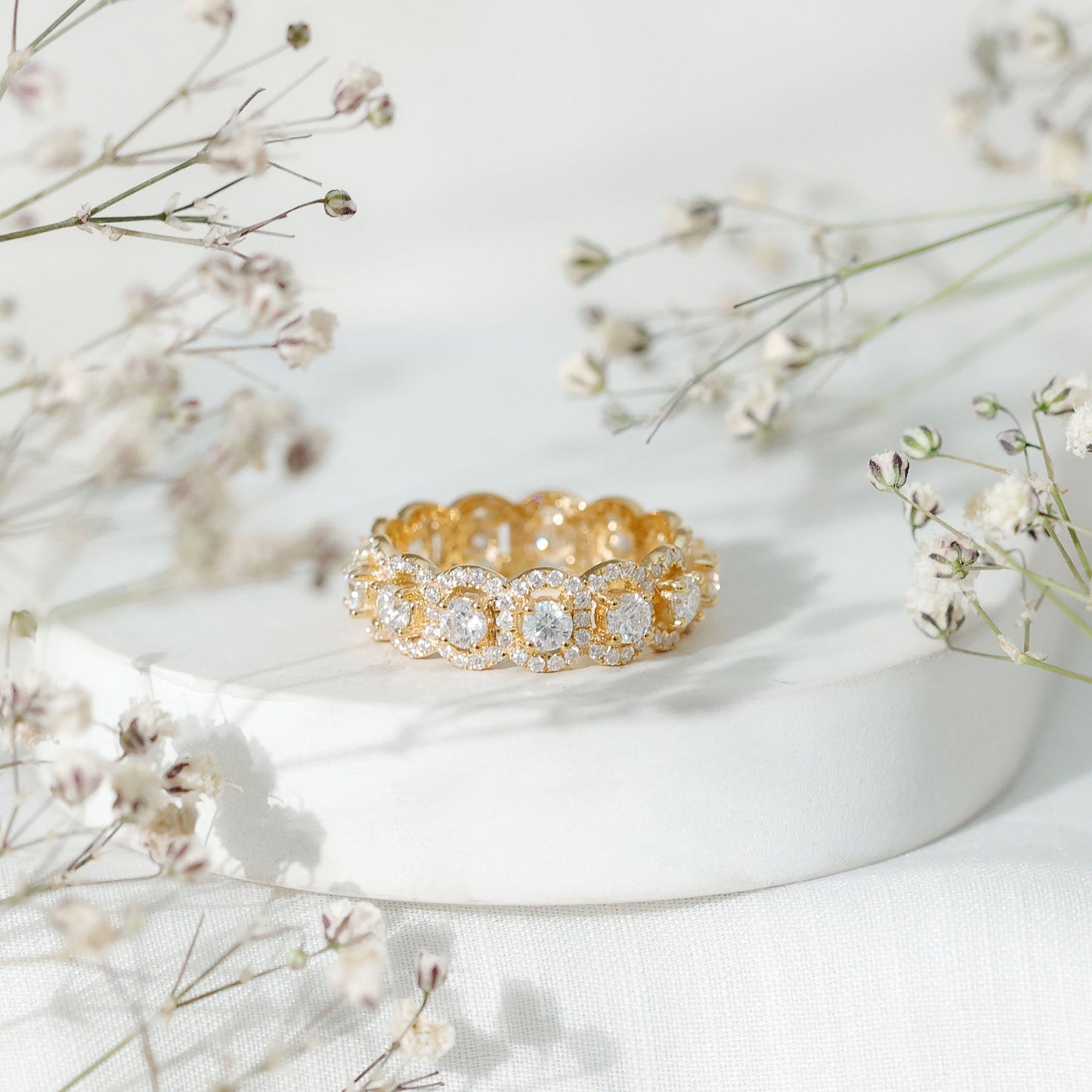 Certified Moissanite Statement Wedding Band for Women