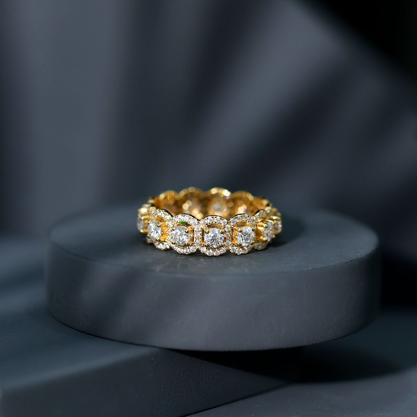 Certified Moissanite Statement Wedding Band for Women