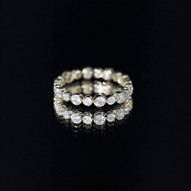 Round Cut Certified Moissanite Bezel Set Eternity Band