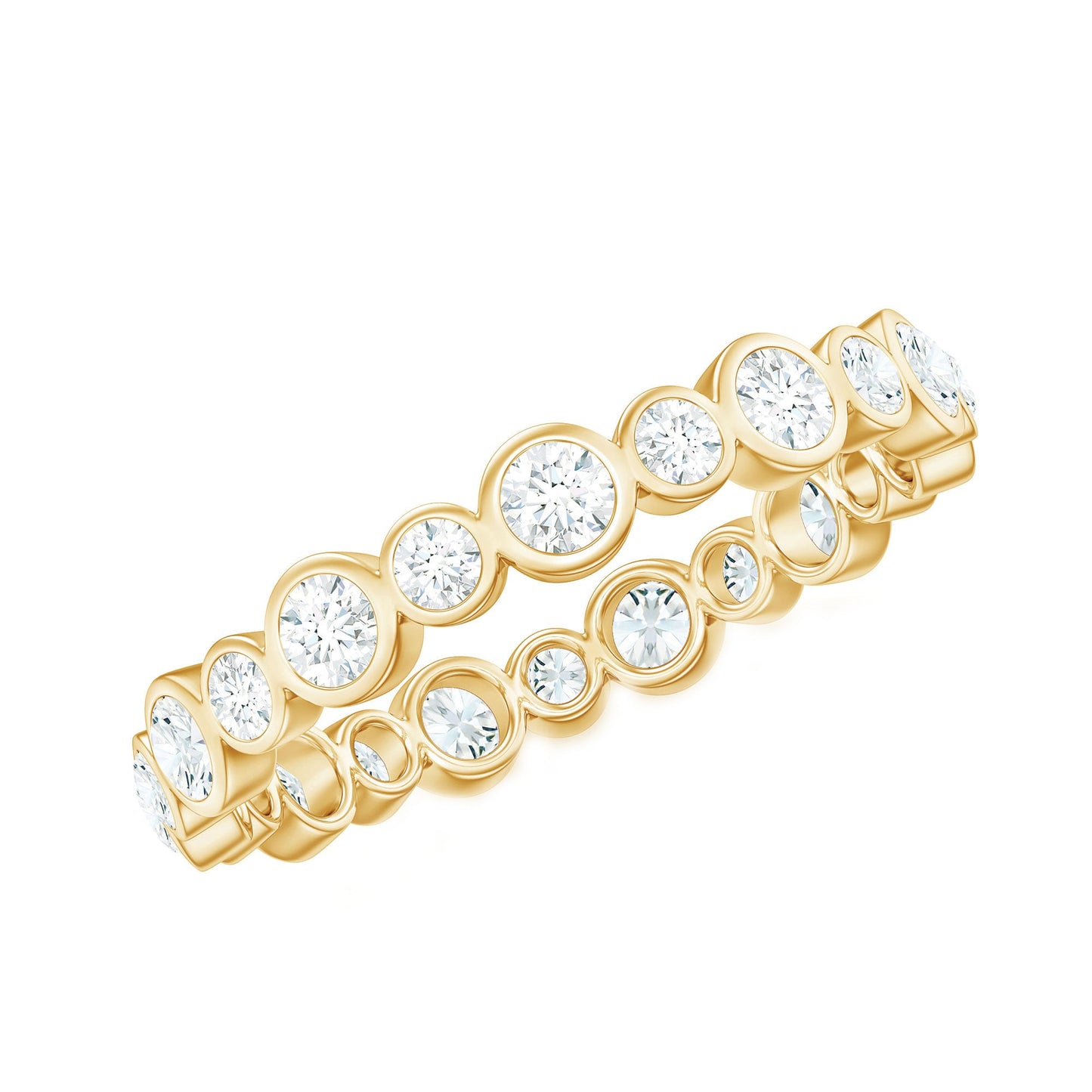 Round Cut Certified Moissanite Bezel Set Eternity Band