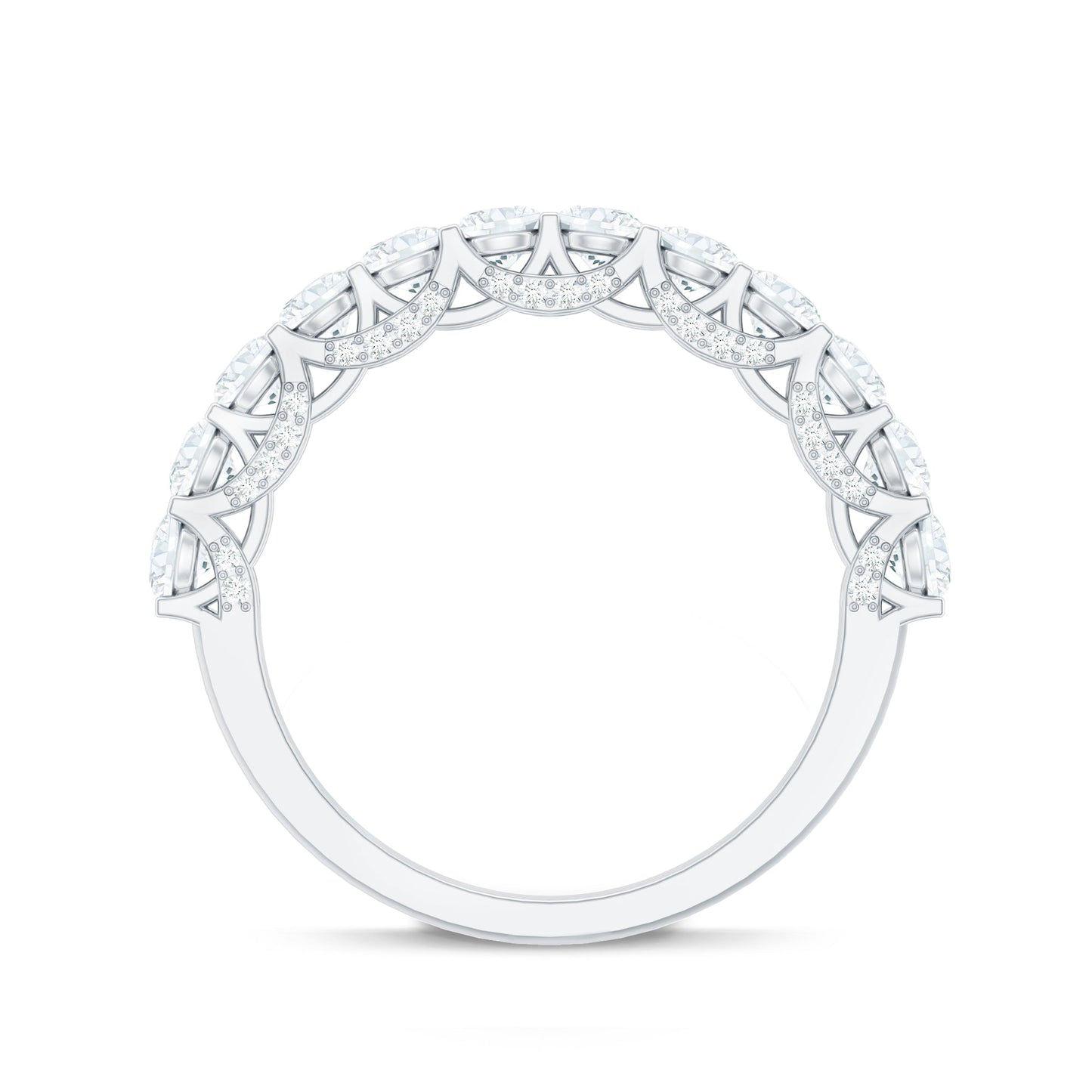 Trellis Set Moissanite Half Eternity Ring