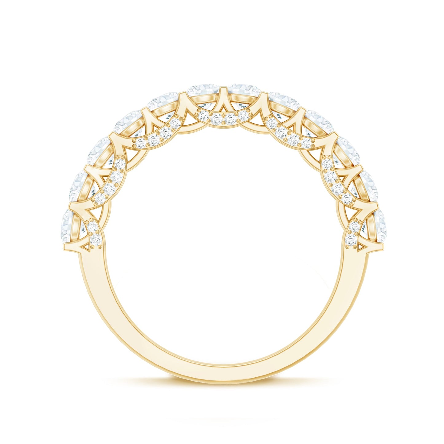 Trellis Set Moissanite Half Eternity Ring