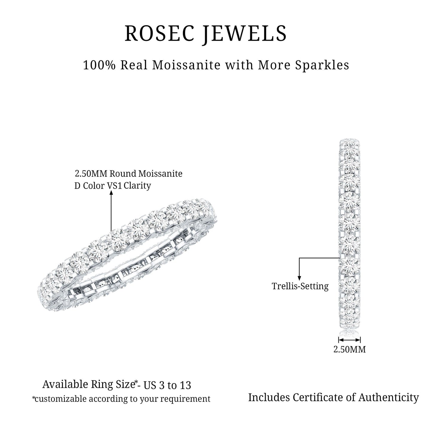 Trellis Set Moissanite Full Eternity Band Ring