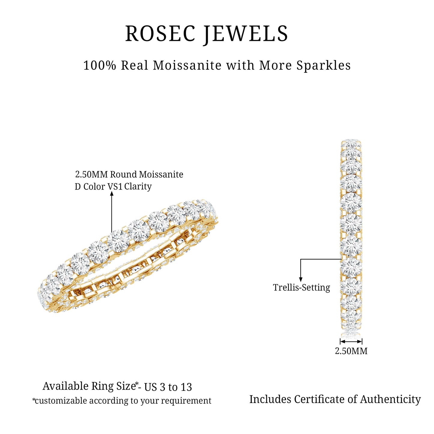 Trellis Set Moissanite Full Eternity Band Ring