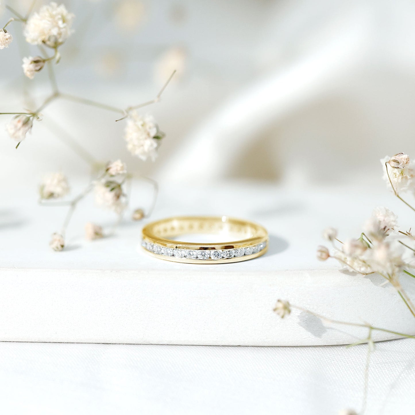 Channel Set Moissanite Eternity Band for women