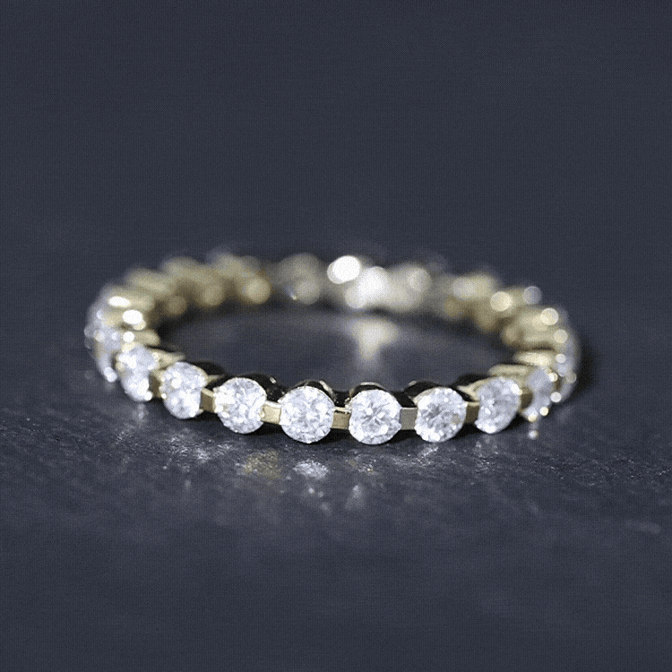 Certified Round Cut Moissanite Eternity Band Ring