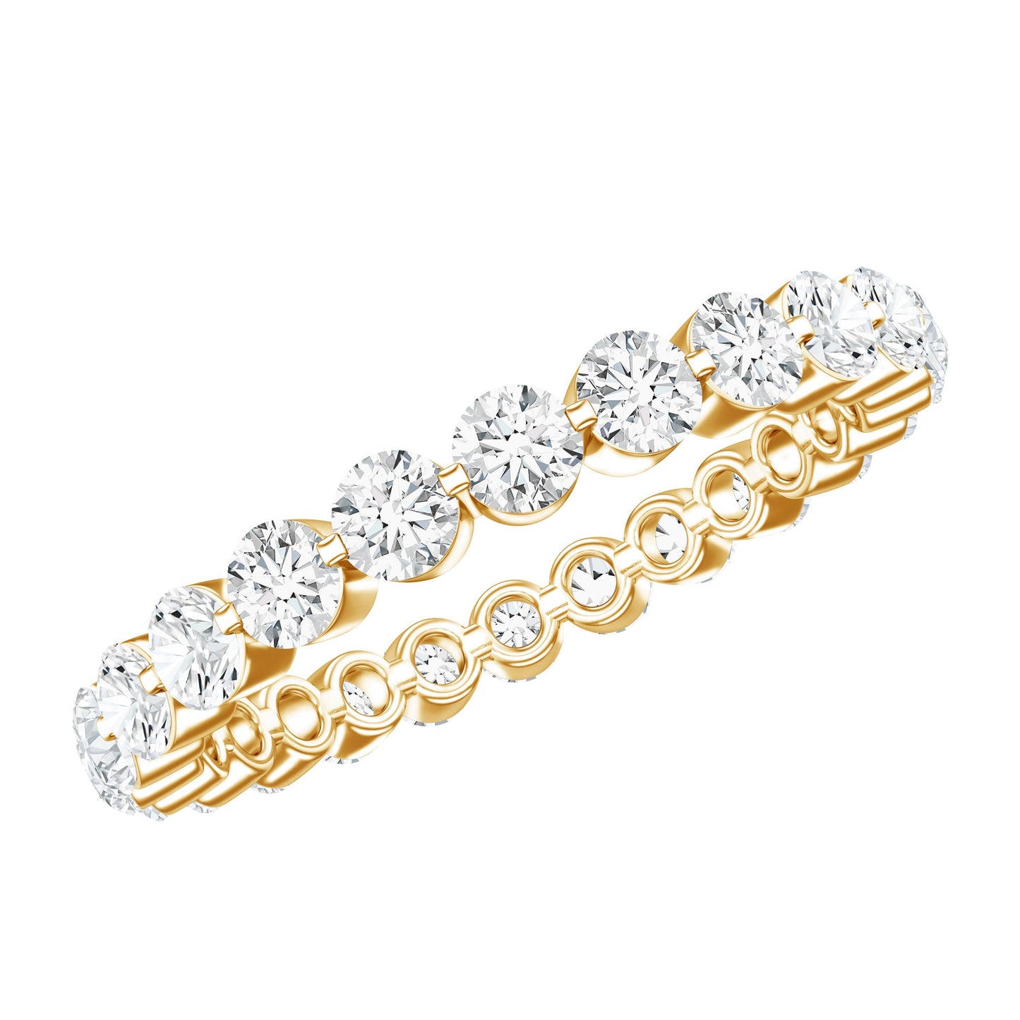 Certified Round Cut Moissanite Eternity Band Ring