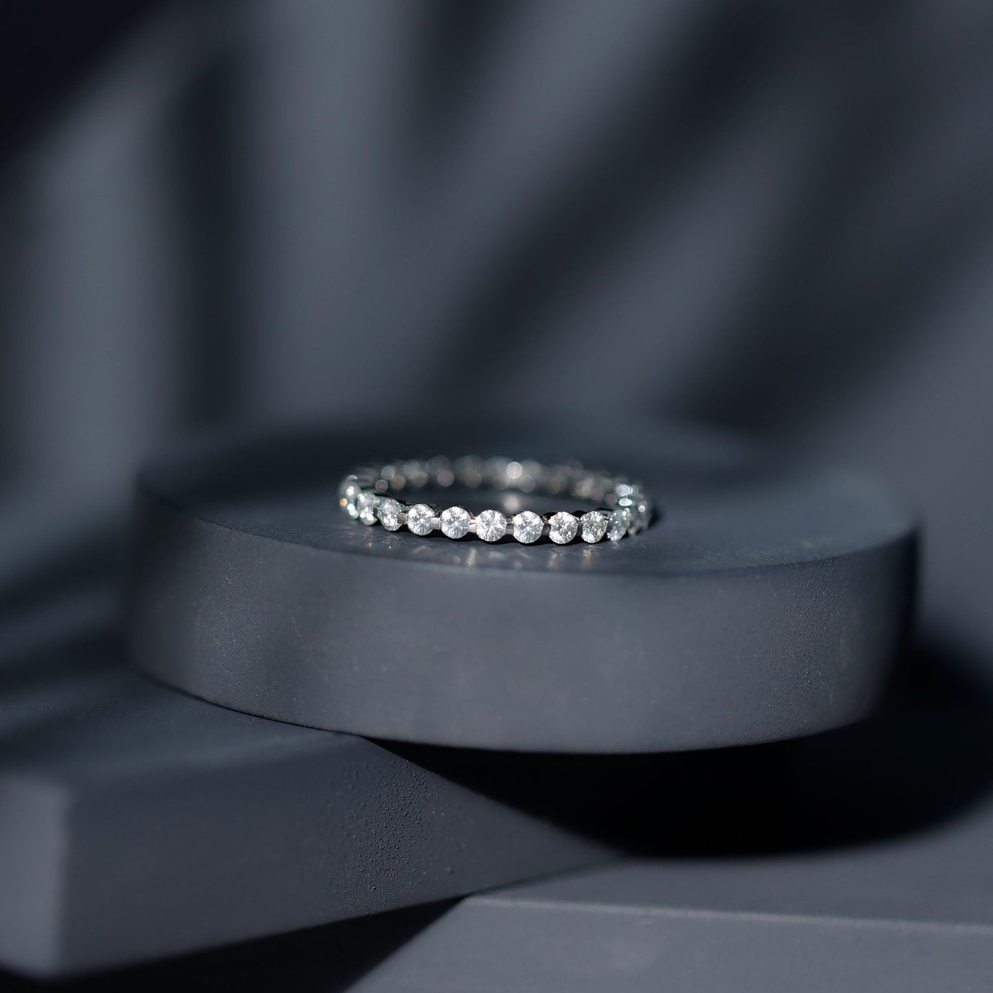 Round Cut Moissanite Full Eternity Band Ring