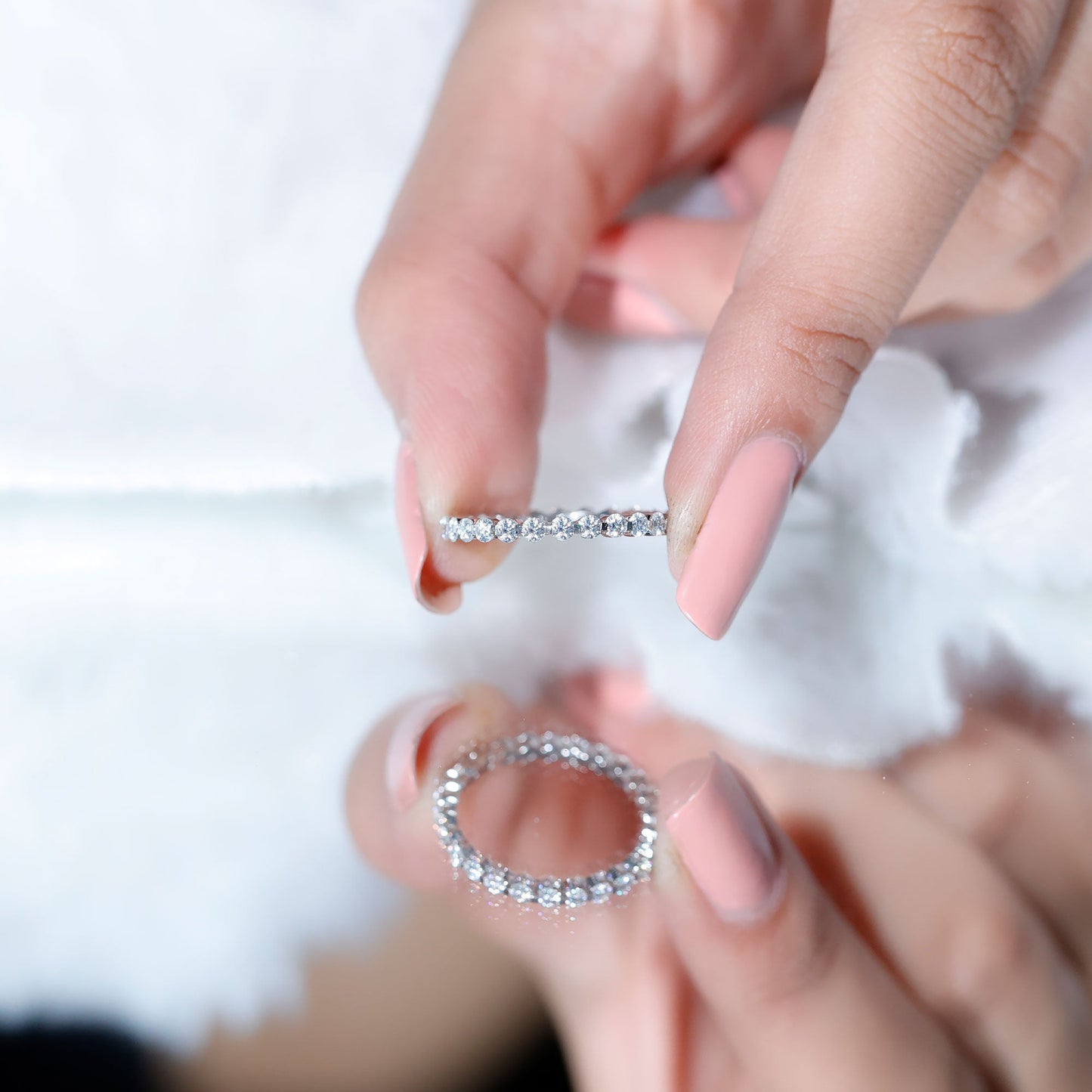 Round Cut Moissanite Full Eternity Band Ring