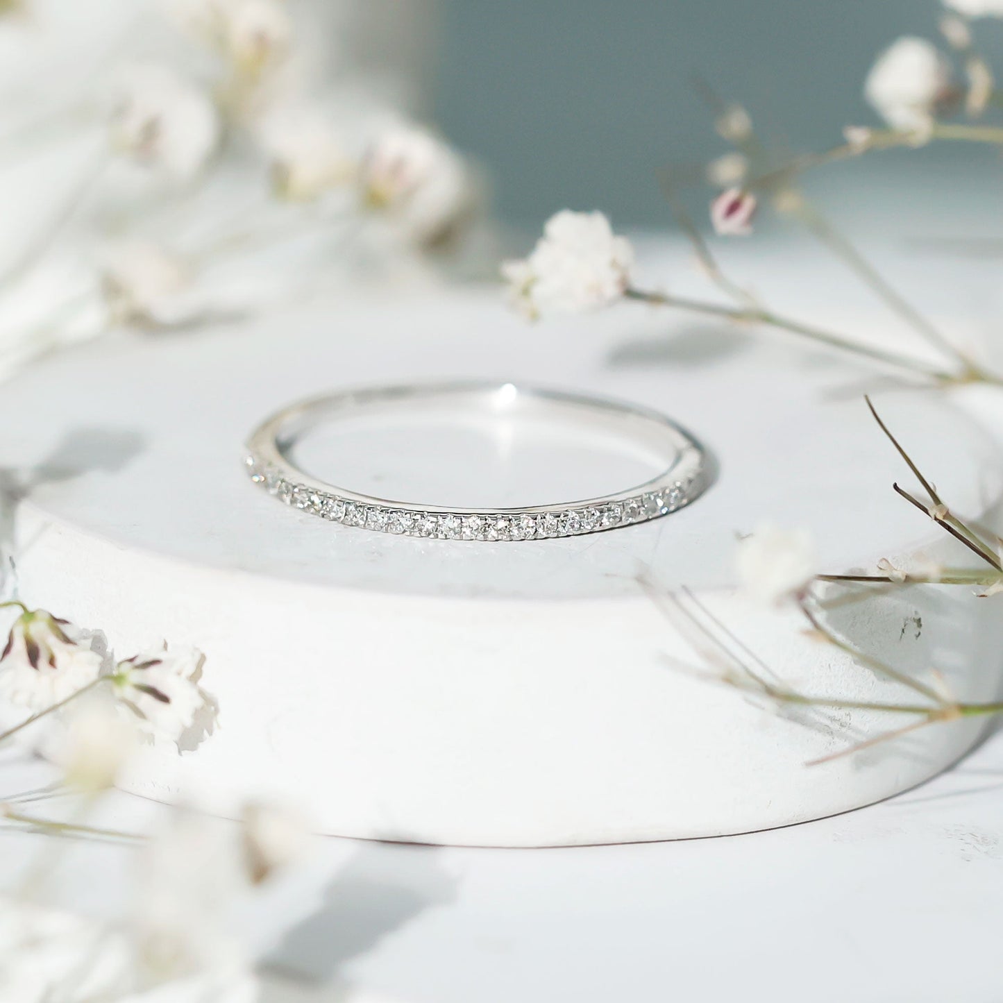 Moissanite Minimal Eternity Stackable Ring