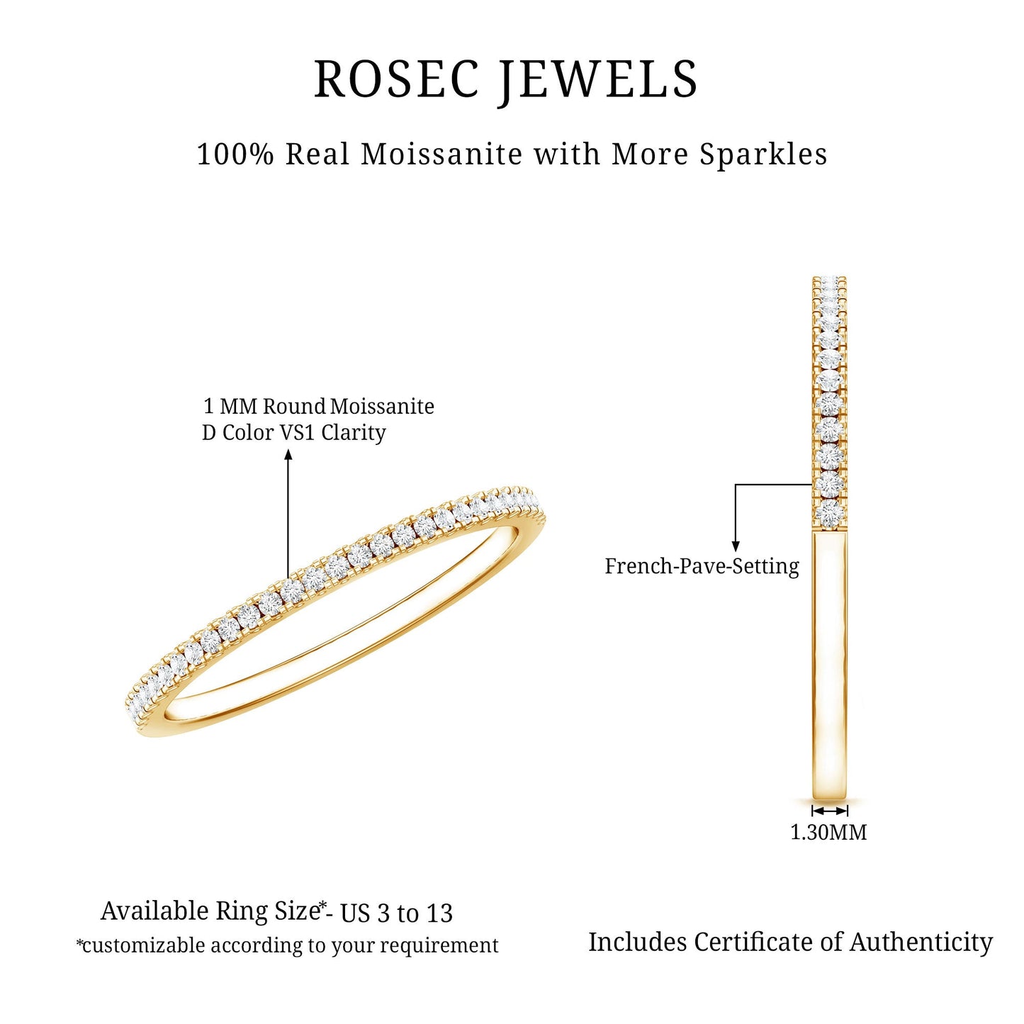 Moissanite Minimal Eternity Stackable Ring