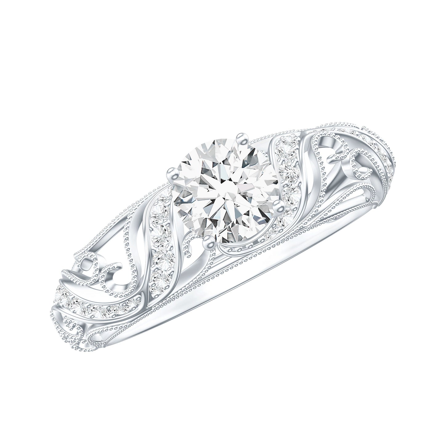 Vintage Inspired 0.98 Carat Moissanite Engagement Ring for Women