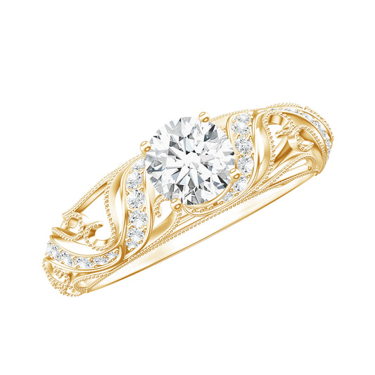 Vintage Inspired 0.98 Carat Moissanite Engagement Ring for Women