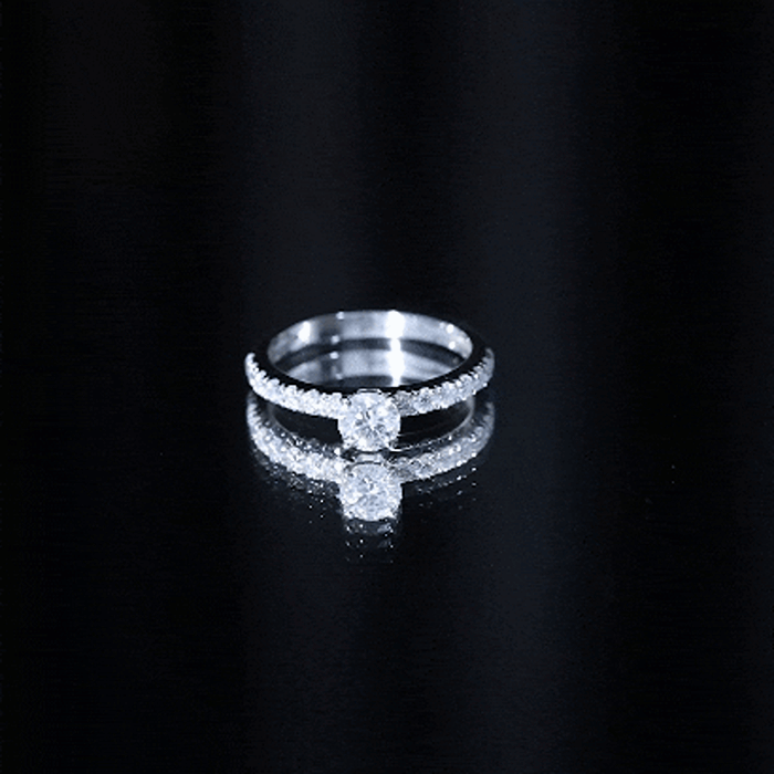 Certified 5 MM Moissanite Traditional Engagement Ring with Side Stones
